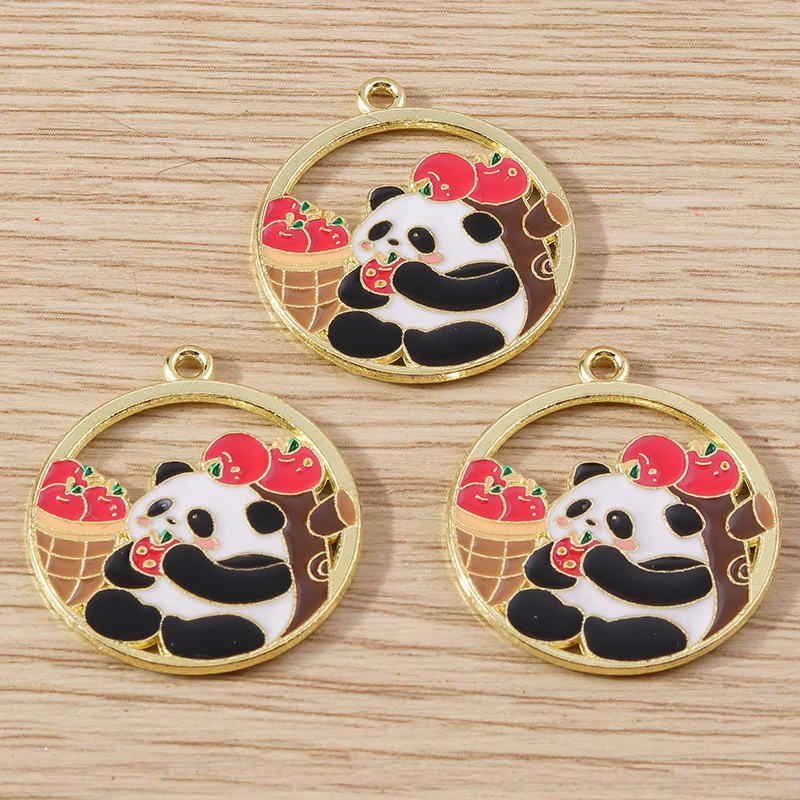 10 stücke mischen Cartoon Tier Charms Emaille Panda Bambus Charms Anhänger für Schmuck machen Halskette Armband Ohrringe DIY Handwerk Geschenk – Detail 5