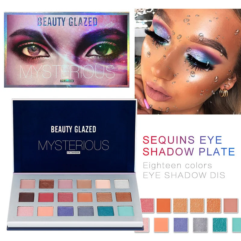 Beauty Glazed-Palette de fards à barrage imperméables, 18 documents, paillettes naturelles, cosmétiques, TSLM2, 256