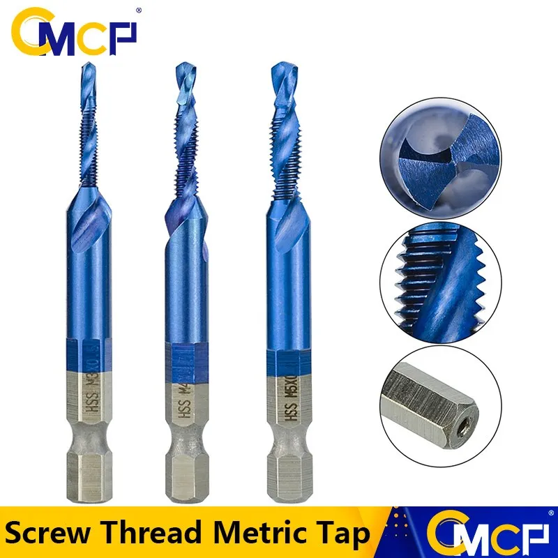 

CMCP Tap Drill Bit Hex Shank Blue Coated HSS 6542/4341 Screw Machine Compound Metric Thread Tap Drill Bit M3 M4 M5 M6 M8 M10 M12