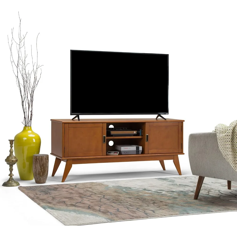 WOOD Universal TV Media Stand, 60 Inch Wide, Modern Industrial, Living Room Entertainment Center, for Flat Screen