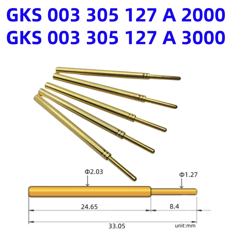 

100PCS Ingun Test Probe Test Pin GKS003305127A2000 A3000 2.0*33mm Round Head J Head Needle Seat Socket Tube KS-003 30G P125-J