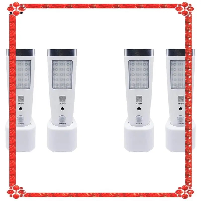 Consegna in 24 ore Lampada da parete con sensore di movimento 4X 4 in 1, torcia notturna a LED con spegnimento, torcia di emergenza ricaricabile EU
