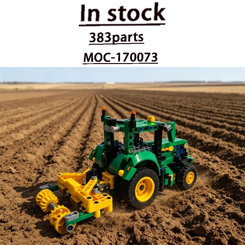 Assemble Model MOC-170073 Popular New Farm Field Tractor with Cultivator 383 Parts Creative Custom Birthday Christmas Toy Gift