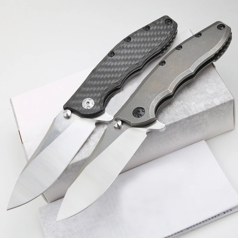 

0562Ti 0562CF Ceramic Bearing Real Carbon Fiber Titanium Mark 20CV Logo Blade Outdoor Camping Tool Folding Knife