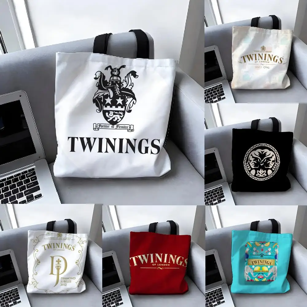 Elegantes bolsas de almacenamiento rojas T-Twinings, bolso de hombro de lona versátil de gran capacidad, bolso de mano informal y versátil para mujer