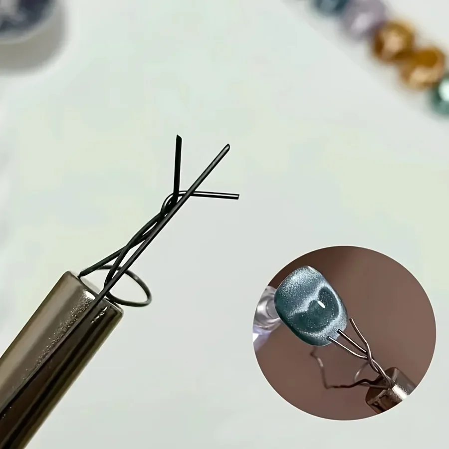 Herramienta magnética de ojo de gato para decoración de uñas, alambre de hierro Flexible para formas de lingote de corazón de precisión, esmalte magnético sin formaldehído, 6/11 Uds.