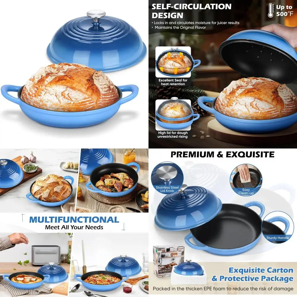 

Enameled Cast Iron Dutch Oven for Sourdough Baking - 5.5 Quart Heavy Duty Bread Baking Pot with Lid, Perfect for Homemade Sourdo