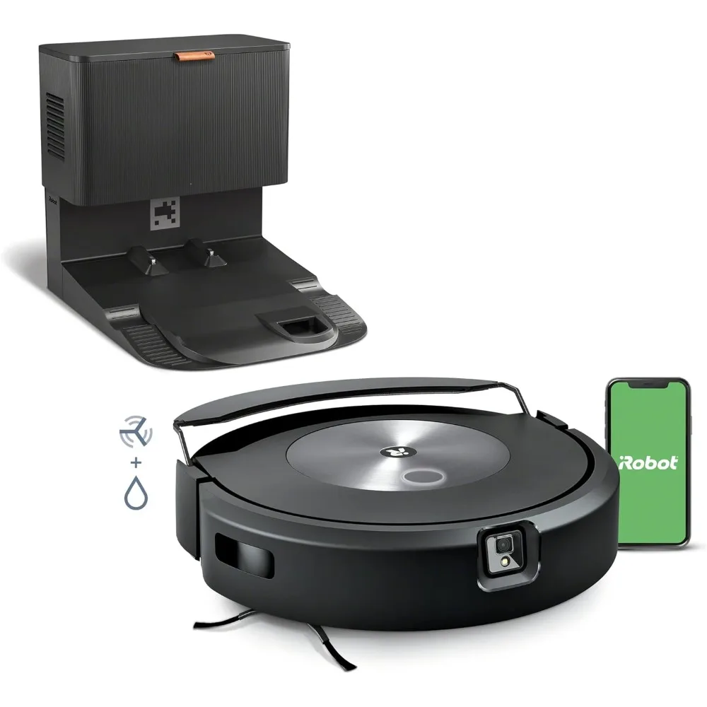 Self-Emptying Robot Vacuum & Mop - Automatically Vacuums and Mops, Fully Retractable Mop pad, Identifies & Avoids Obstacles