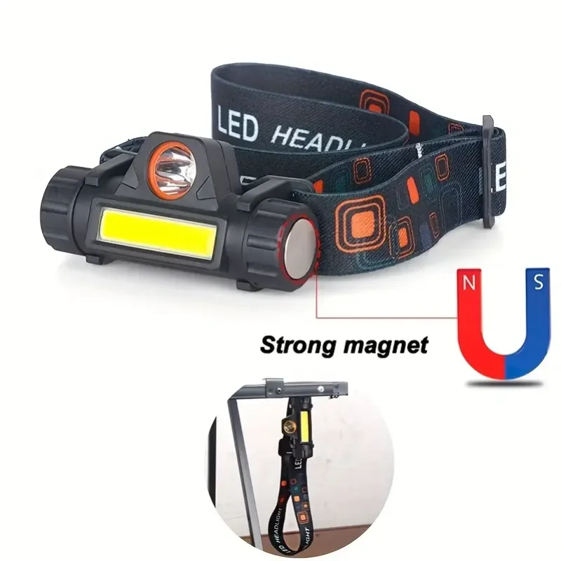 Rechargeable COB LED USB Headlamp Strong Magnetic Powerful Headlight Super Bright Waterproof Head Torch For Outdoor Fishing