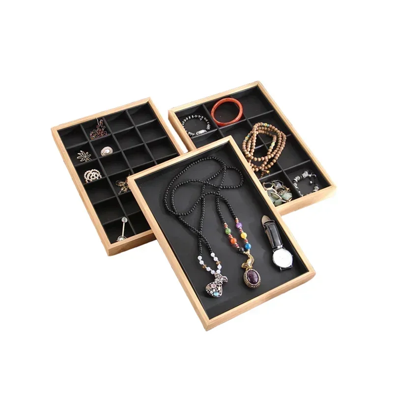 الخيزران حلقة القرط سوار عرض المجوهرات ساعة عرض متعددة الوظائف مجوهرات صينية تخزين عرض