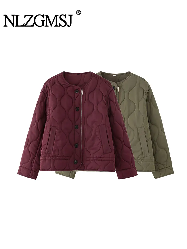 

NLZGMSJ женские винтажные повседневные однотонные куртки с карманами на молнии, новая модная осенне-зимняя верхняя одежда