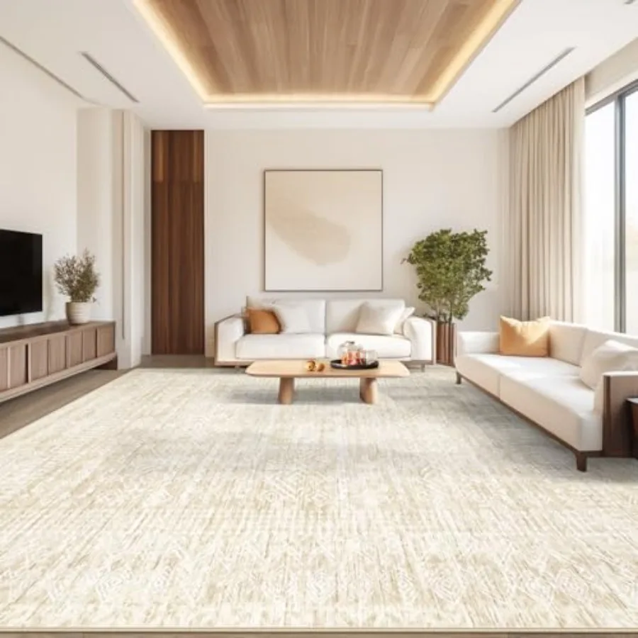 

Living Room Rugs 9x12: Washable Moroccan Geometric Boho Rug Farmhouse Non Slip Stain Resistant Large Rug Low Pile Soft Carpet f