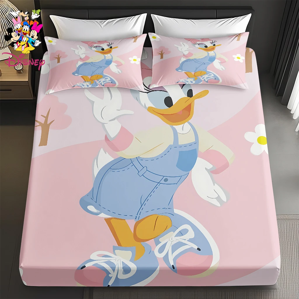 

2/3pcs Disney Daisy Duck Sweet Girl-Style Fitted Sheet Set Soft and Machine-Washable Fabric Christmas & New Year Gift