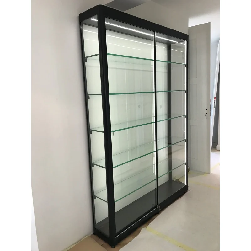 custom.Customized Auto Parts LED Light Glass Showcase Lockable Display Rack Showroom Use