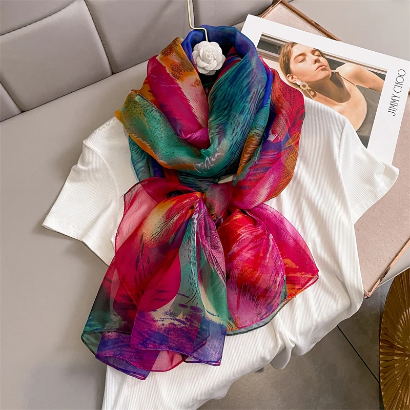 New Design Brand Scarf Fashion Small Broken Floral Bubble Chiffon Shawl Spring Autumn Wrap Hijabs Lady Pashmina Foulards Bandana