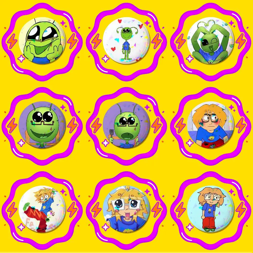 For Fact Attack Adventures Alien Facty Boy Enamel Pin Badge Round Button Metal Brooch Gift Ita Bag Backpack Pins Custom