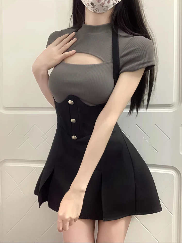 Japanese Sexy Sweet Skirt Sets Black Dress Womens Hollow Top Club Party  Mini Dresses Female Korean Fashion Dress Summer 2023 New - AliExpress  200000345