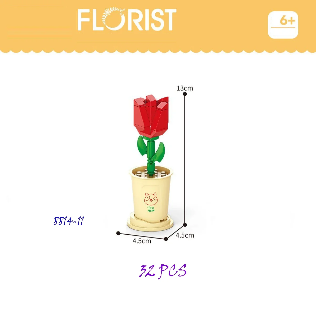 Creative Small Building Block Flower Art Mini Potted Plant 3D Model Gift For Girl Desk Decoration Simple Assembly Toys