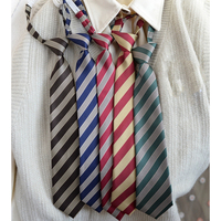 Fashion Girls Boys JK Tie Preppy Chic Striped Navy Red Neckties For Men Lazy Ties Bachelor Uniform Short Neck Tie Brown Cravat