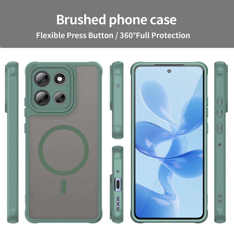 

Чехол для Motorola Moto G86, магнитный полупрозрачный матовый матовый чехол из ПК + ТПУ, полупрозрачный чехол с защитой от отпечатков пальцев для MOTO G86.