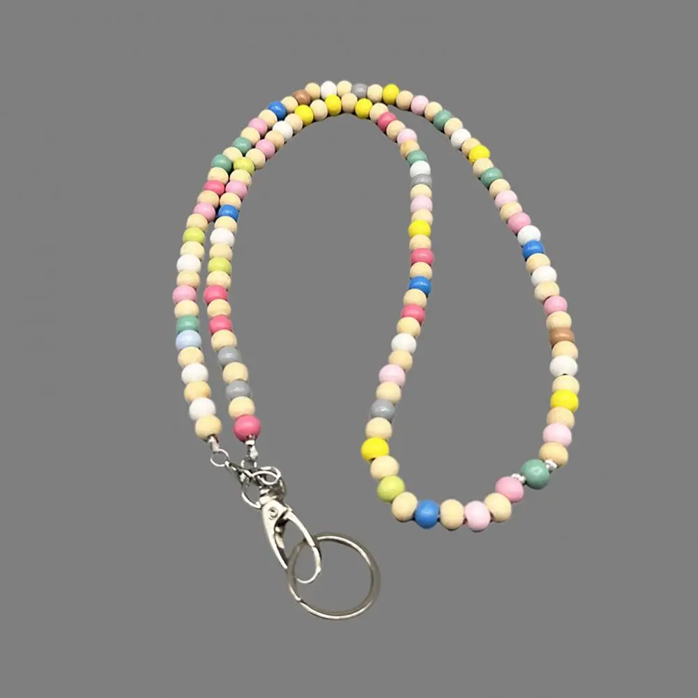 Sleek Eyeglass Lanyard Colorful Wooden Beaded Teacher Lanyard Id Holder Retractable Badge Reel Eyeglass Chains for Educators