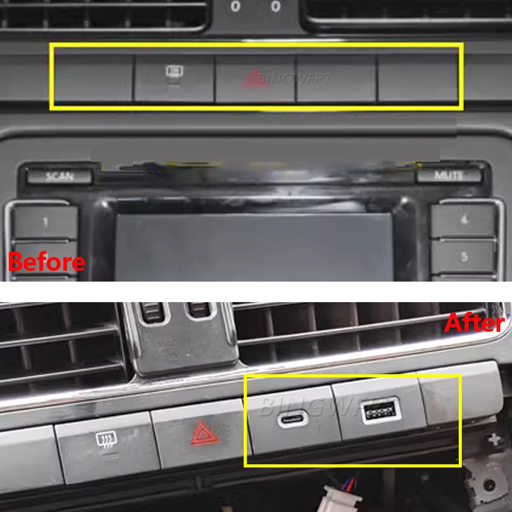 Высокое качество для VW Volkswagen POLO 2011-2013, автомобильное USB зарядное устройство PD, быстрая зарядка QC3.0, кнопка адаптера для автоматической зарядки телефона