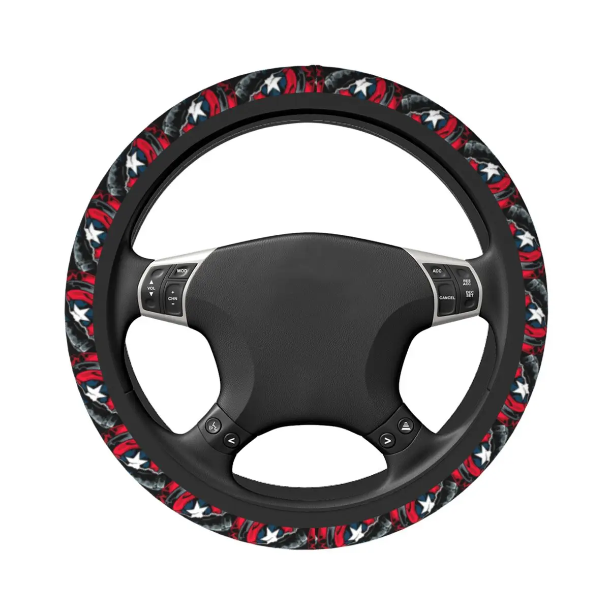 Custom Superhero Captain America Steering Wheel Cover for Women Breathable Steering Wheel Protector Car Accessories