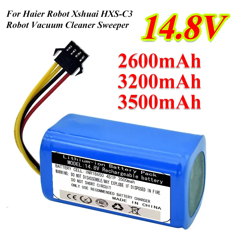 Batterie 14.4V/14.8V 3500mAh, prise SM2.54-4P pour Robot Haier Xshuai HXS-C3, aspirateur Robot balayeuse Li-ion 18650 de remplacement