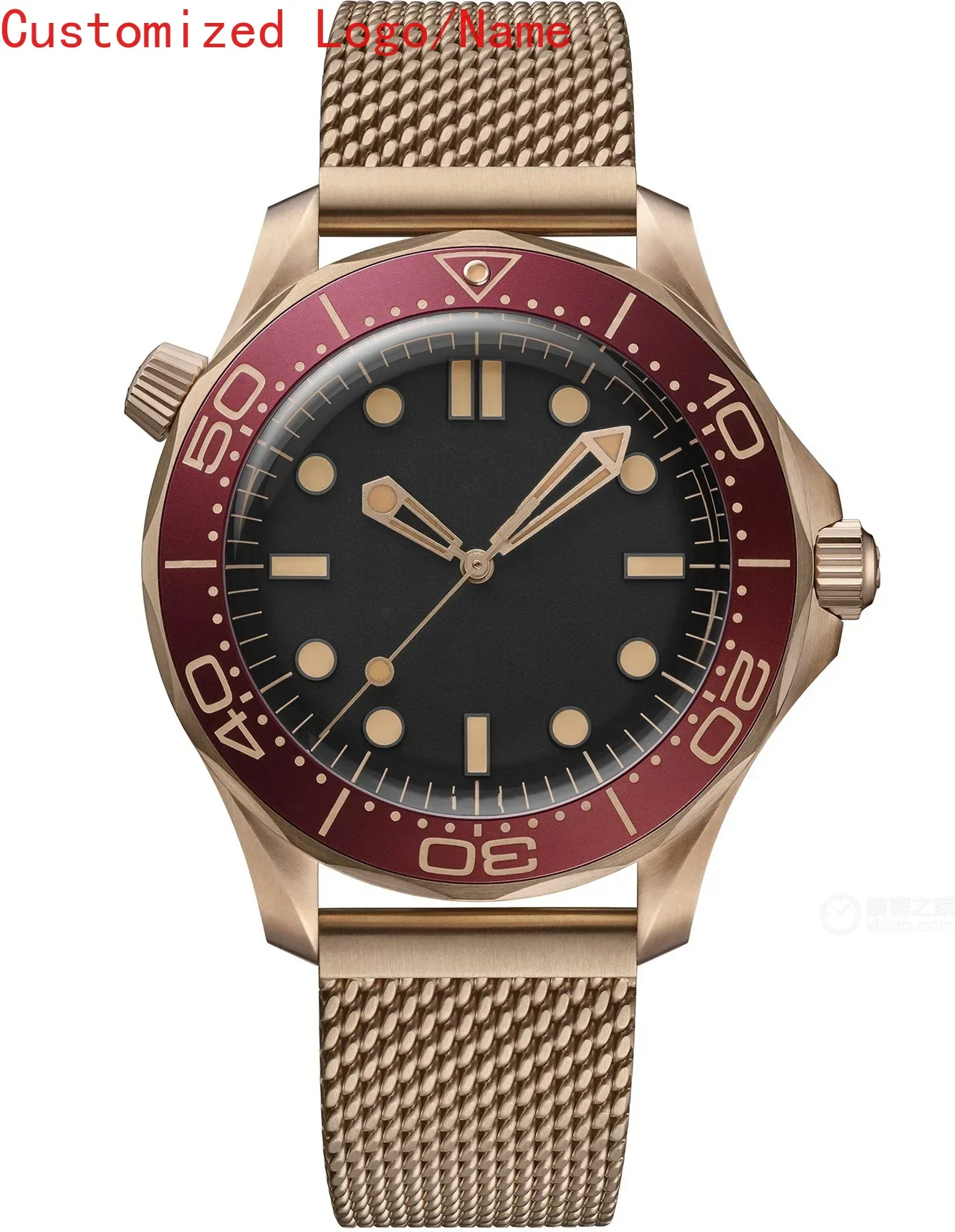 ساعة ميكانيكية أوتوماتيكية للرجال من الفولاذ المقاوم للصدأ باللون الذهبي الوردي والسيراميك الأحمر والياقوت المطاطي 42 ملم #2