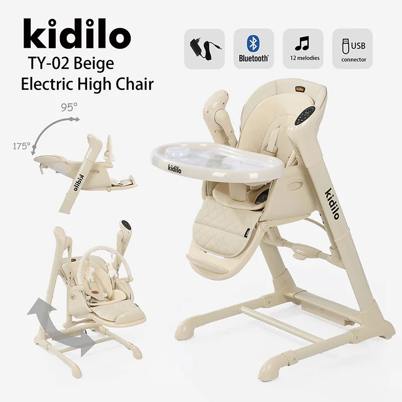 Kidilo Multifunctional Electric Baby Cradle Highchair Infant Foldable Dining Chair