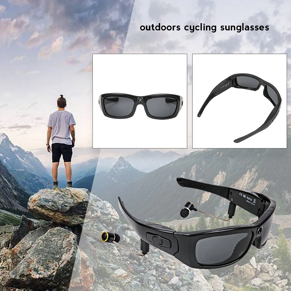 HD 1080P Mini Camcorder Glasses Camera With Bluetooth Headset Polarized Sunglasses Sports Camera Driving Cycling Video Recorder