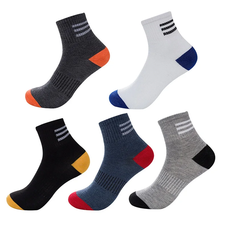 

5 Pairs/Lot Men's Autumn And Winter New Thickened Cotton Casual Sweat-absorbing Breathable Solid Color Men Sports Socks EU38-44