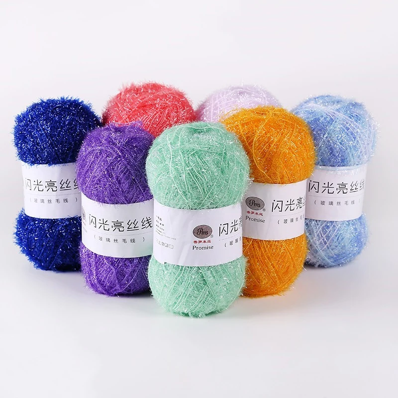 50g / 100 metre Glass Wool Knitting Yarn Colourful Bright Thread DIY Hat Coat Doll Sweater Crochet Thread Handcraft Wool Knittin