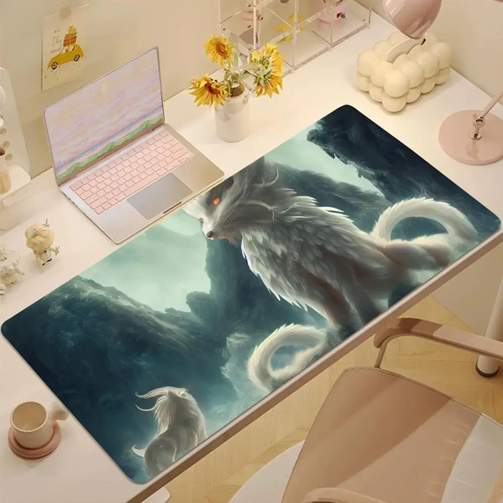 

Коврик для мыши с девятихвостой лисой, коврик для мыши для планшета, коврик для мыши для ноутбука, настольный коврик для мыши, милый коврик для игровой клавиатуры HD Rainbow, игровой проигрыватель csgo, 90x40