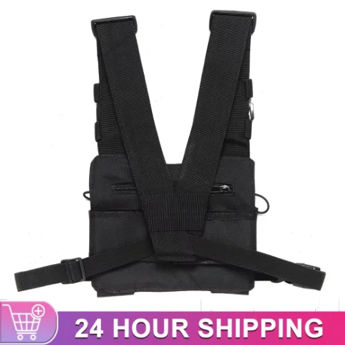 

Nylon Two Way Radio Pouch Chest Front Pack Pocket Walkie Talkie Harness Vest Bag Holder Carry Case for Baofeng UV-5R UV-82 Radio