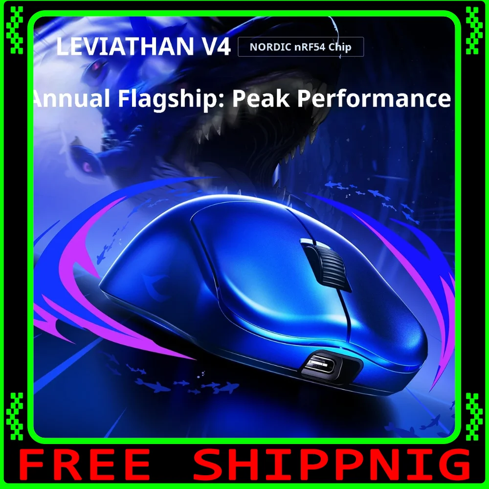 

Игровая мышь RAWM LEVIATHAN V4 PAW3950 Датчик киберспорта Nodic54 Флагманский мастер-чип 20000 кадров в секунду Точность Отслеживание 8k Низкая задержка
