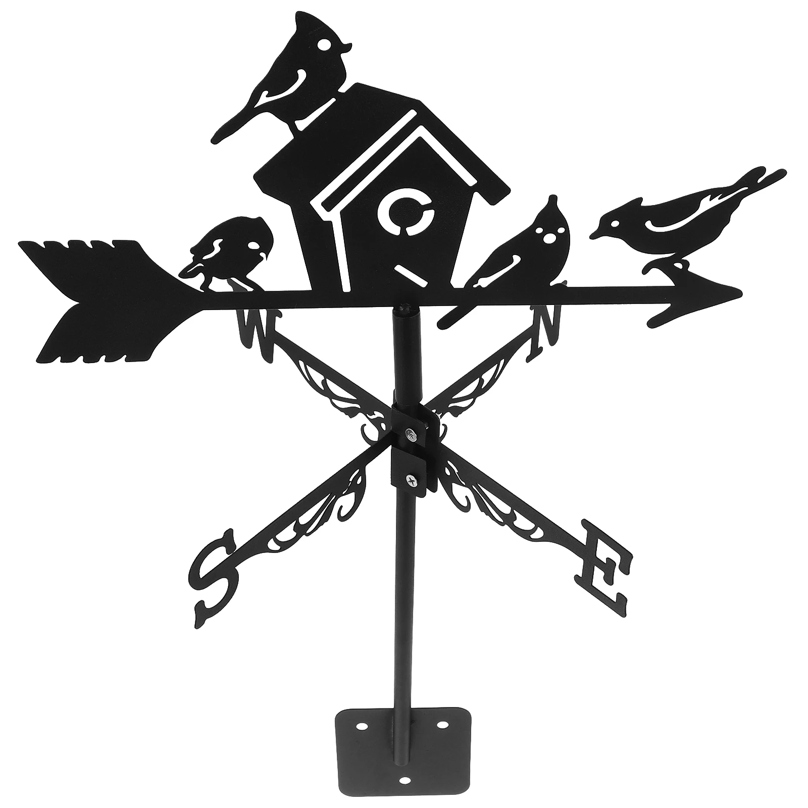 

1pc Iron Birdhouse Weathervane Elegant Garden Decoration Wind Direction Indicator Outdoor Yard Tool Metal Roof Stake