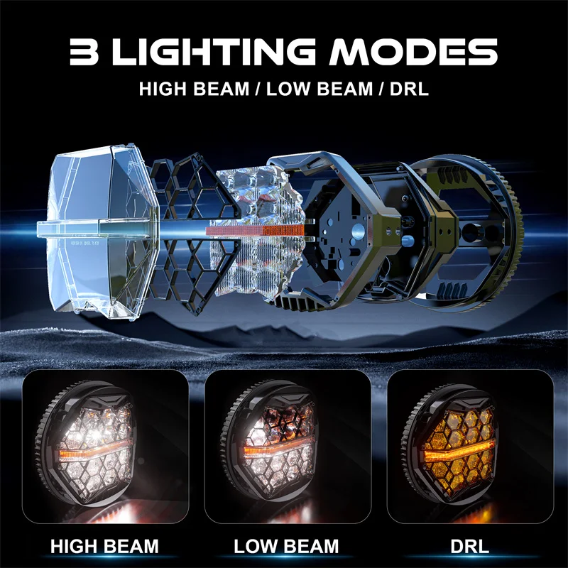 Universal 5.75 Inch LED 12V Headlight 5 3/4' LED DRL Motorcycle Headlamp For Harley Sportster Dyna Iron 883 Triumph Lamp