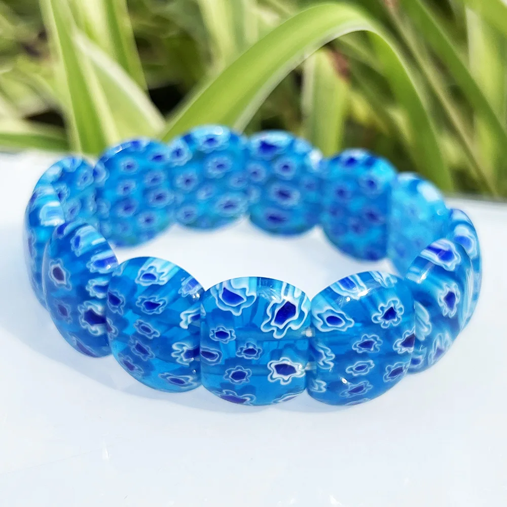 1PCS Fashion Multi-Colored Glass Mixed Color Handmade DIY Elastic Cord Women's Bracelet Wristband