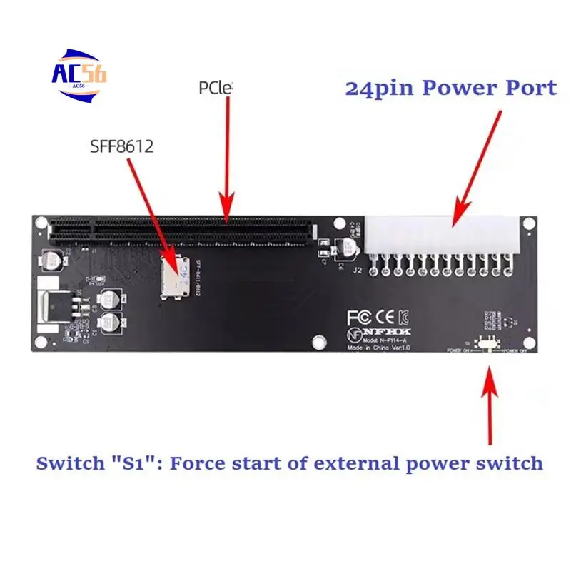 

AC56-For Oculink SFF-8612 SFF-8611 Adapter Card PCI-E 16X 2230 M.2 M-Key Adapter For GPD WIN Max2 External Graphics Card