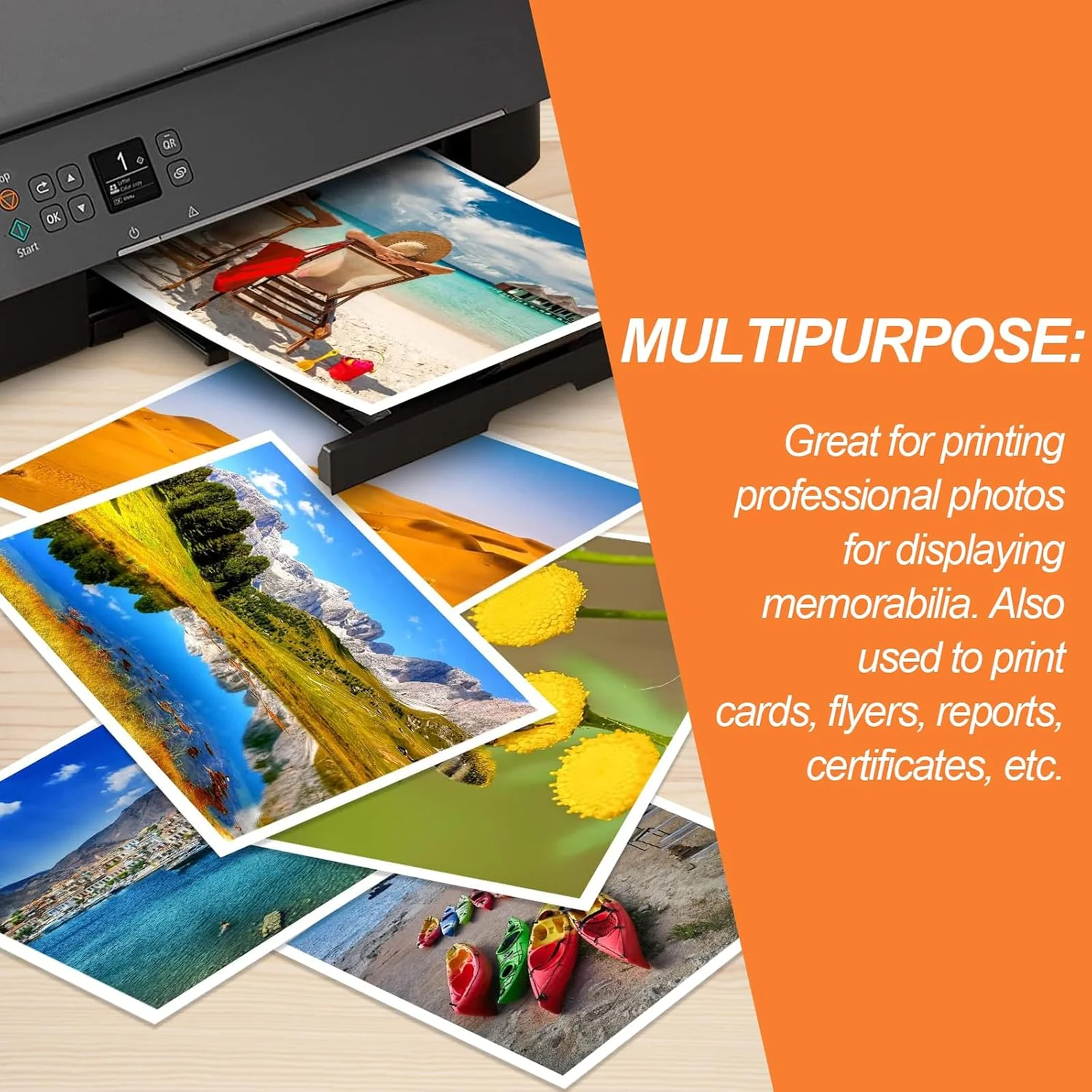 HUSPER 100 Sheets Glossy Photo Paper 4x6 Inch 180/200/230Gsm Single-Sided Inkjet Compatible with Grey Back for Home Office Use