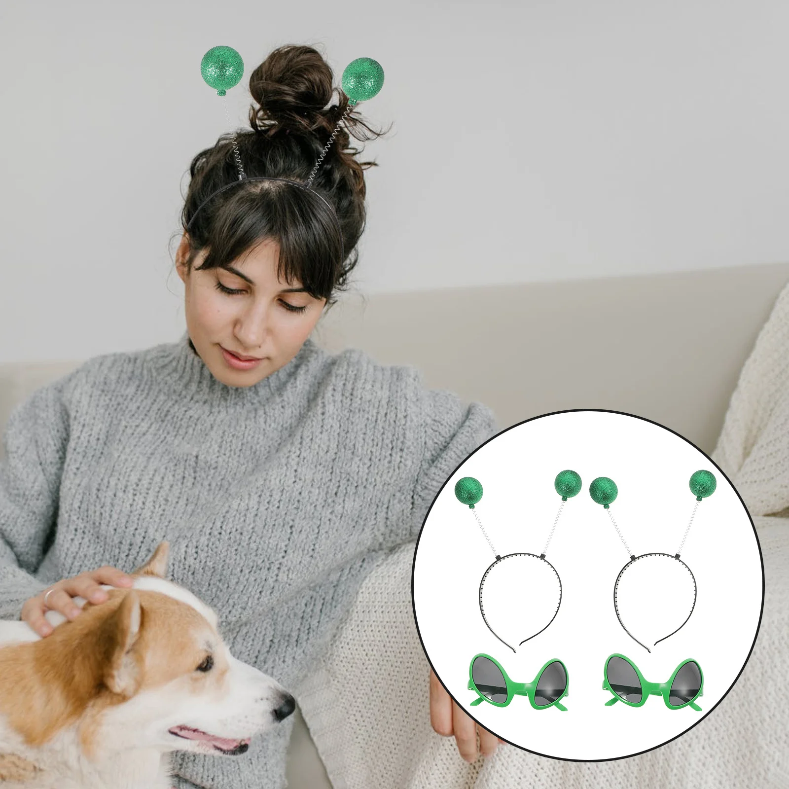 

2 комплекта стеклянных ободков-оправ для волос для косплея, вечеринок, фестивалей, декоративных костюмов, модных головных уборов, аксессуаров для очков