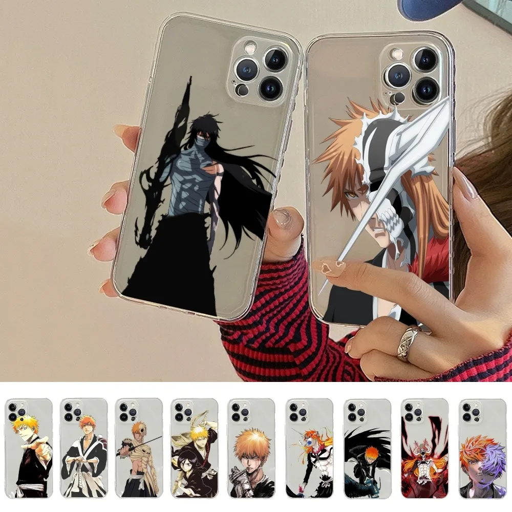 Anime Bleach Kurosaki Ichigo Phone Case For iPhone 15 11 12 13 14 Mini Pro Max XR X XS TPU Clear Case For 8 7 6 Plus SE 2020