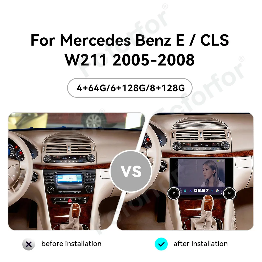 Upgrade 11.5 Inch Ultra-thin Wireless Carplay HD Display Android 15 GPS Navi Car Radio For Mercedes Benz E / CLS W211 2005-2008
