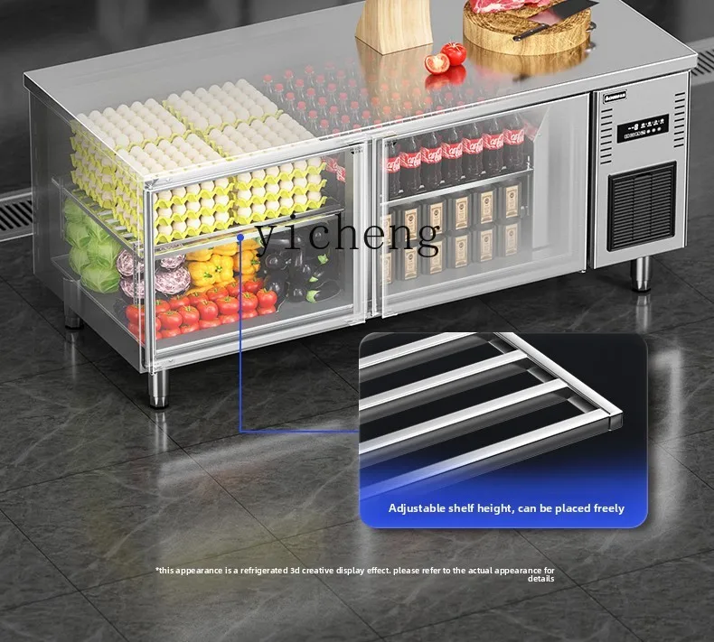 ZML Air-Cooled Refrigerated Workbench Frost-Free Freezer Commercial Kitchen Horizontal Fresh-Keeping Operation Table