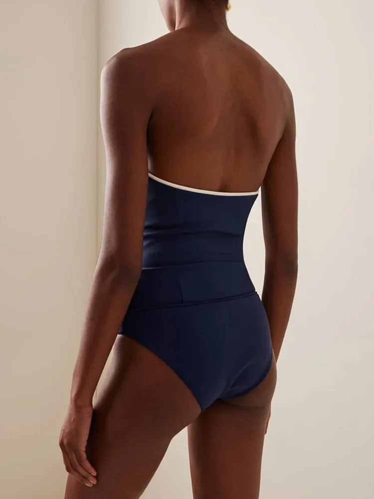 AOTVOTEE-bañador Sexy de una pieza sin tirantes, conjunto de 2 piezas para mujer, Bikini de playa con espalda descubierta dividida, nuevo traje de baño de verano 2025, conjunto de Bikini