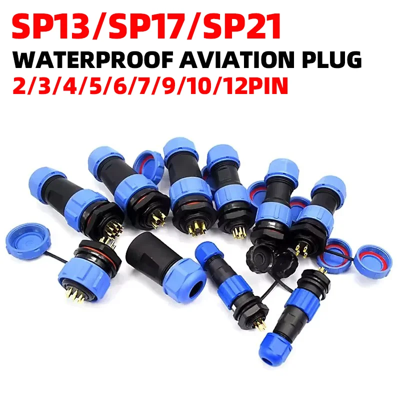 

IP68 Waterproof Aviation Connector, SP13/SP17/SP21 Male/Female Connectors 1 - 9 Pin, Plug & Socket, Nut/Flange/Docking Options