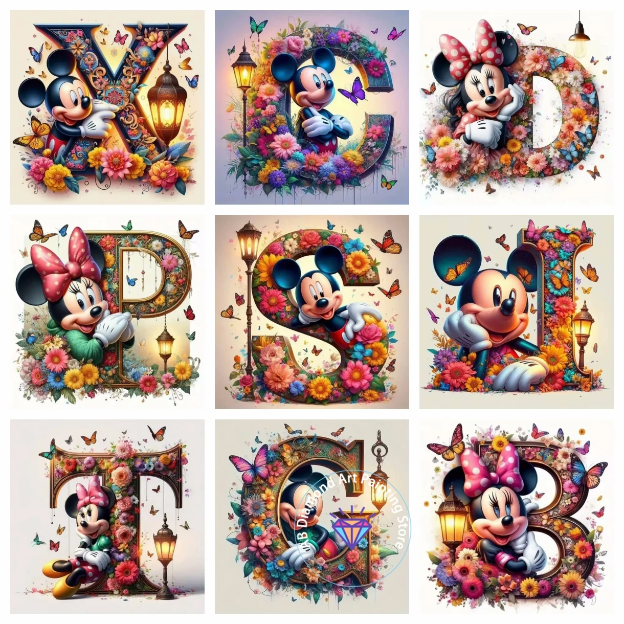 

Letter AB painting diamond painting set Mickey Mouse cartoon mosaic diamond painting Minnie embroidery flower wall decoration