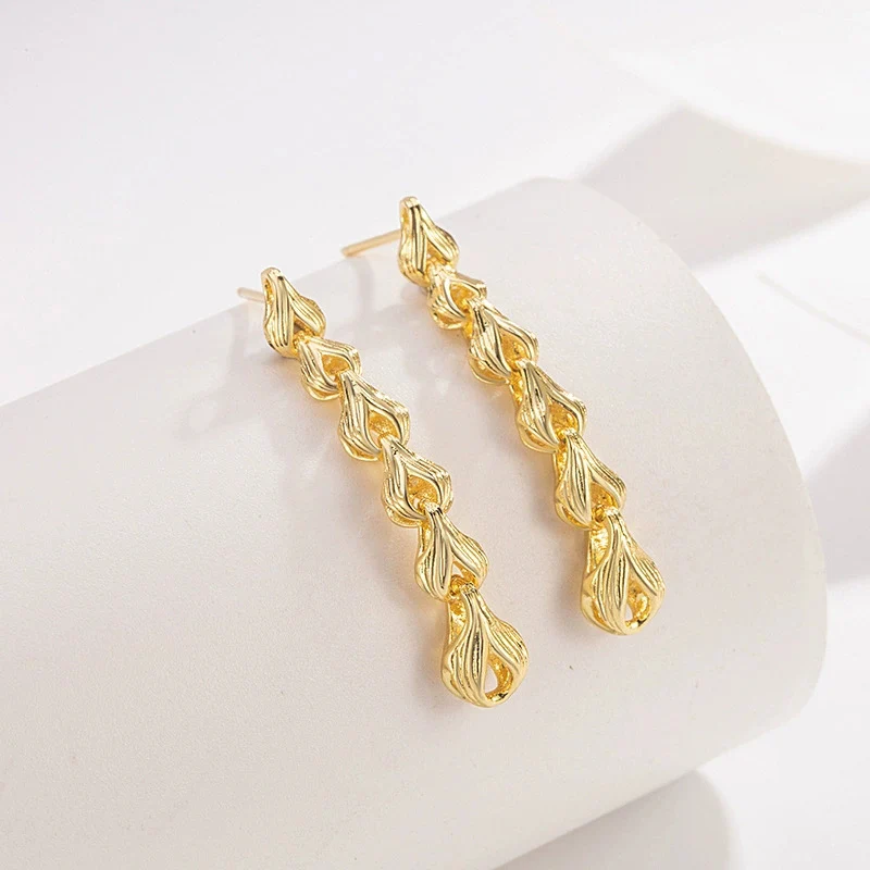 New Gold Color Dragon Bone Wheat Tassel Earrings Light Luxury Temperament Necklace High-end Unique Jewelry Set for Women KOFSAC