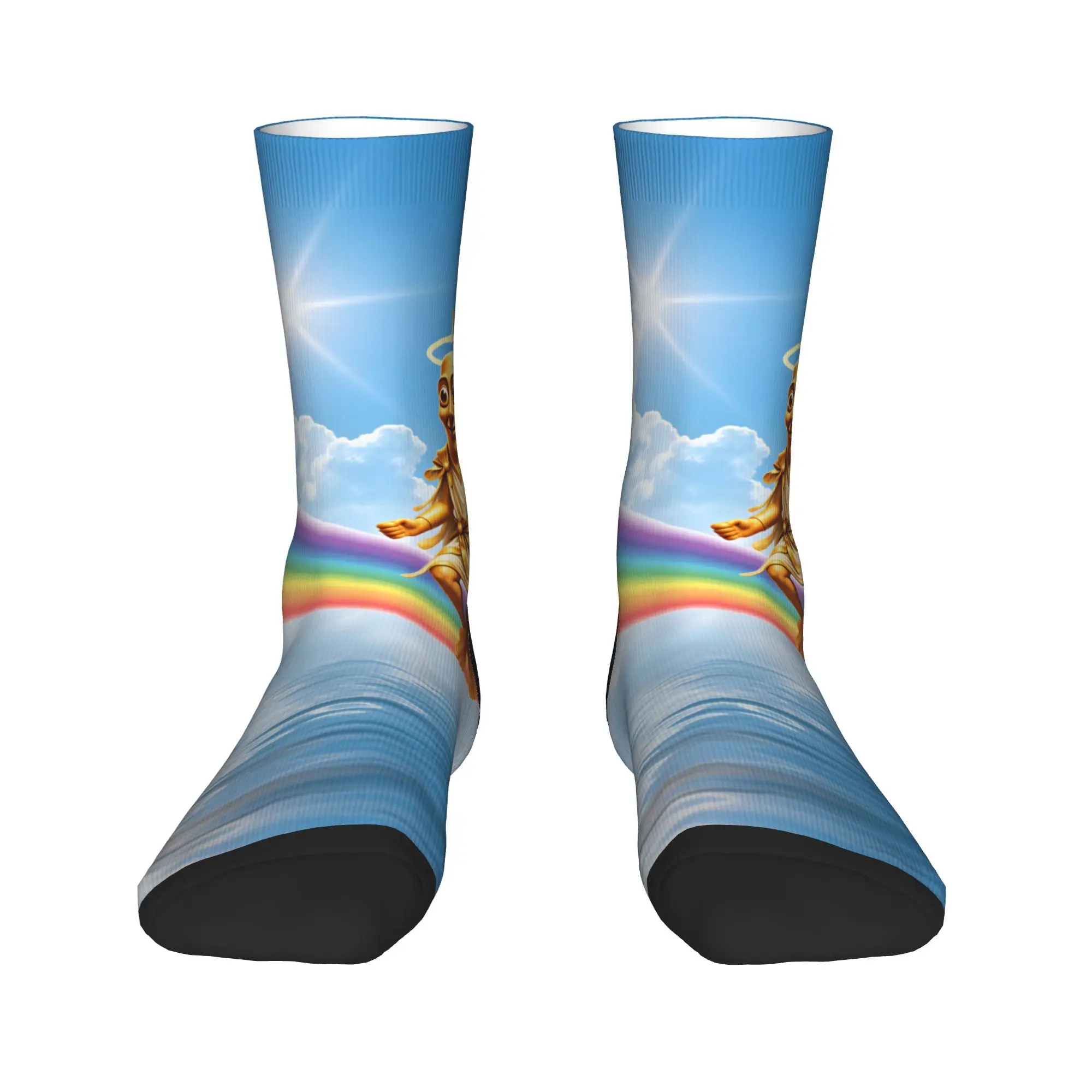 Men's Socks Tung Tung Sahur Angel Rainbow Heaven Meme Stockings Autumn Vintage Comfortable Socks Graphic Skateboard Anti Socks